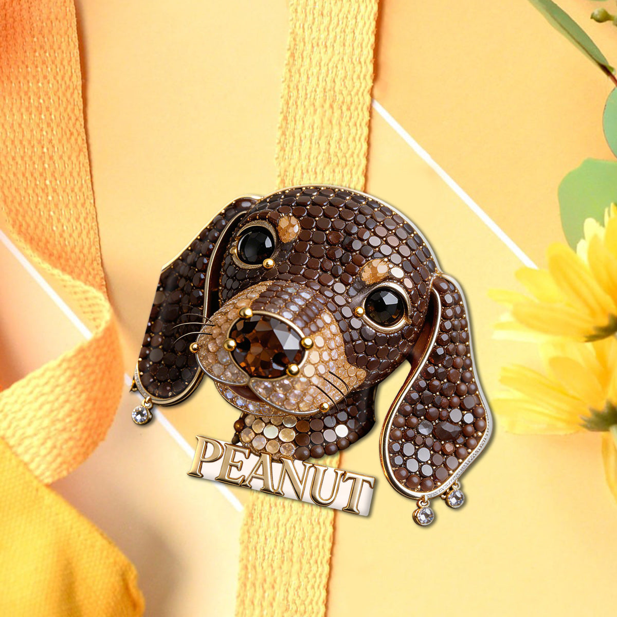 Personalized Bejeweled Siberian Husky Pin Custom Name Gift for Dog Lovers Jacket Backpack Accessory
