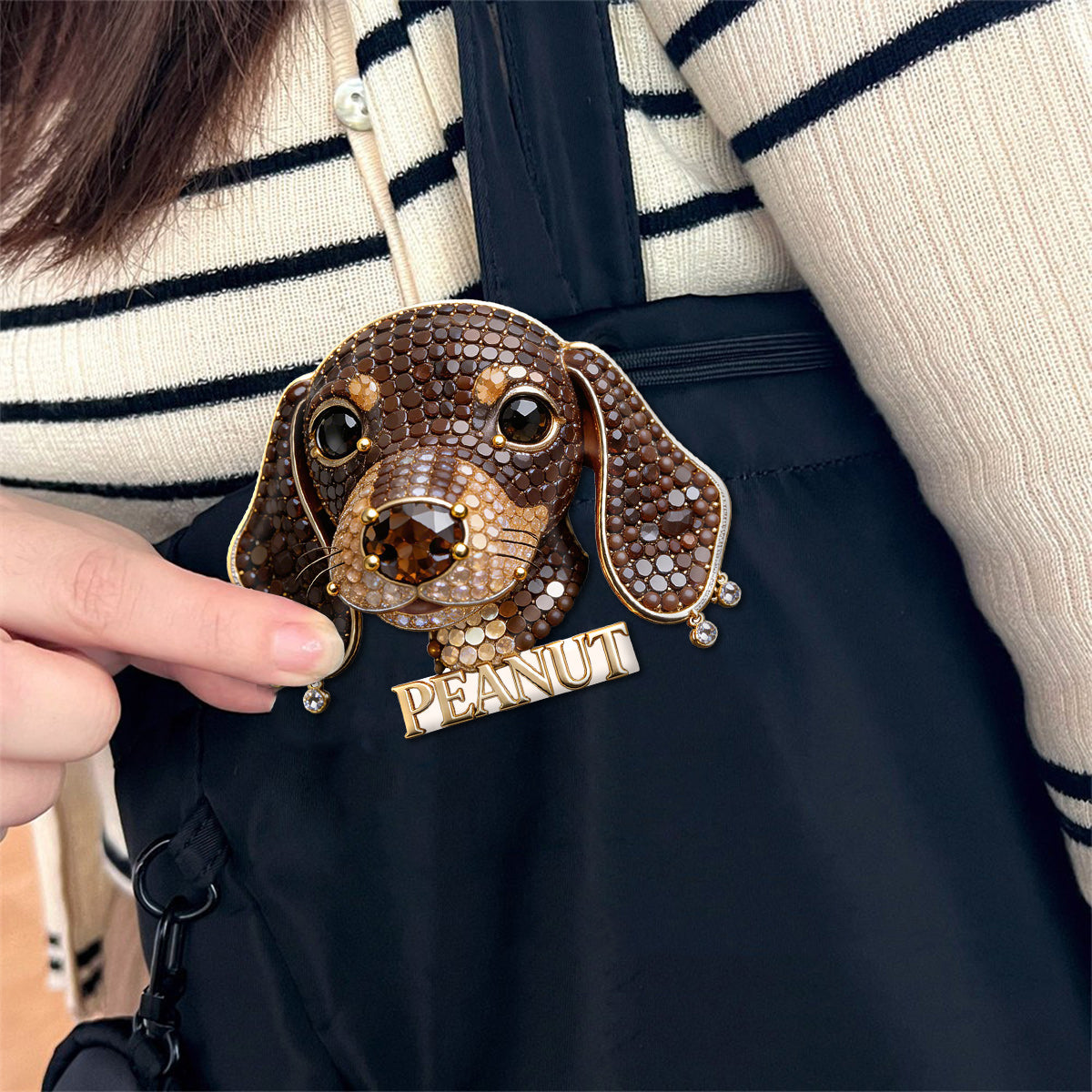 Personalized Sparkling Welsh Corgi Pin, Custom Name Dog Brooch, Unique Gift for Corgi Lovers and Pet Owners
