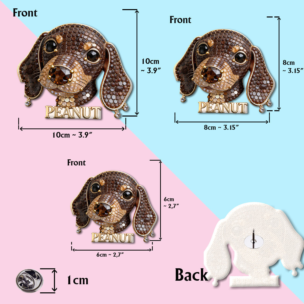 Personalized Bejeweled Siberian Husky Pin Custom Name Gift for Dog Lovers Jacket Backpack Accessory