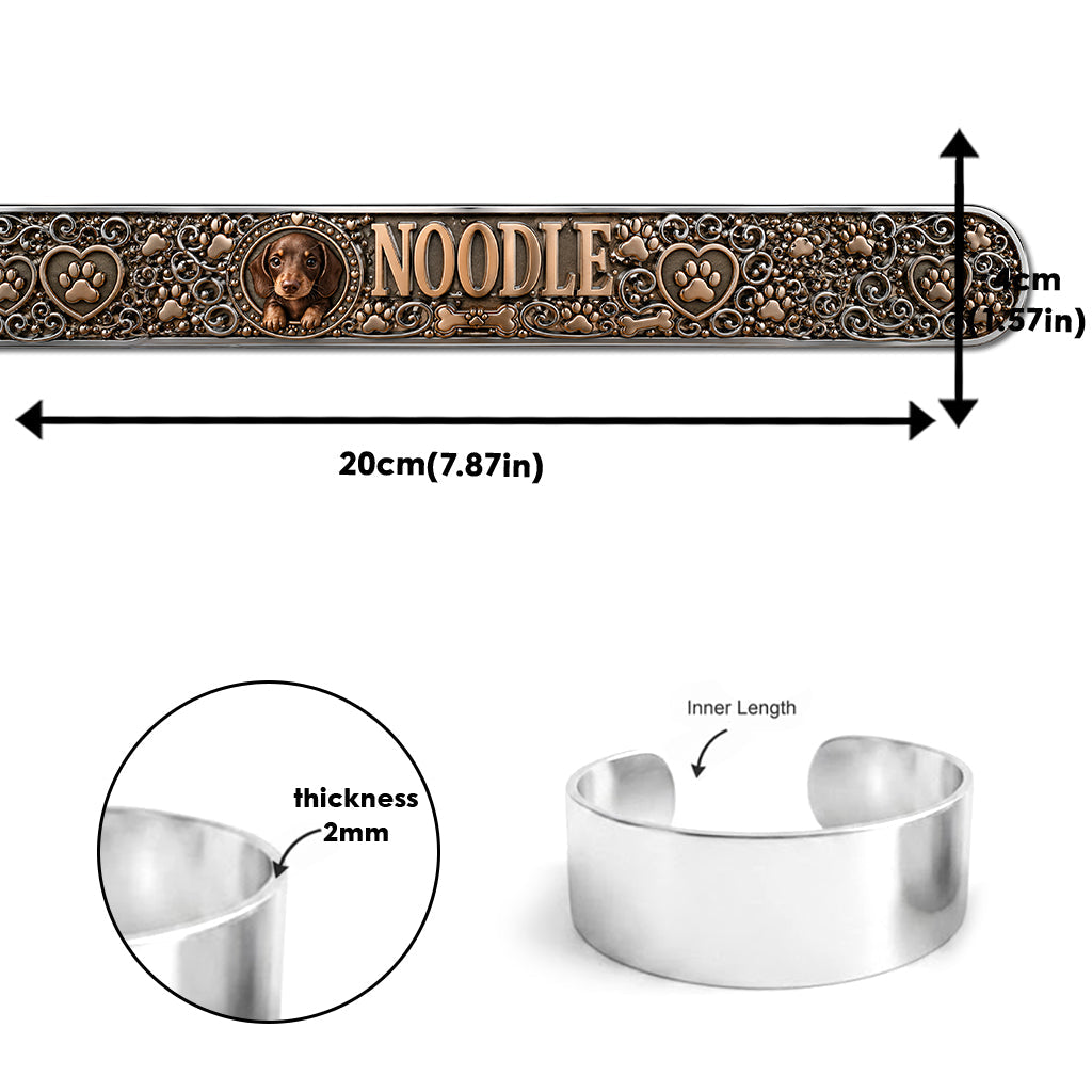 Personalized German Shepherd Custom Name Cuff Bracelet - I Love My Dog Pet Owner Jewelry Gift