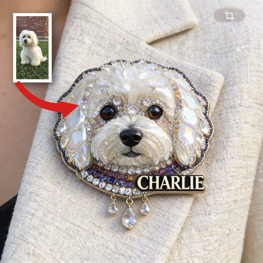 Personalized Sparkling White Maltese Dog Enamel Pin, Unique Custom Gift For Maltese Owners And Pet Lovers