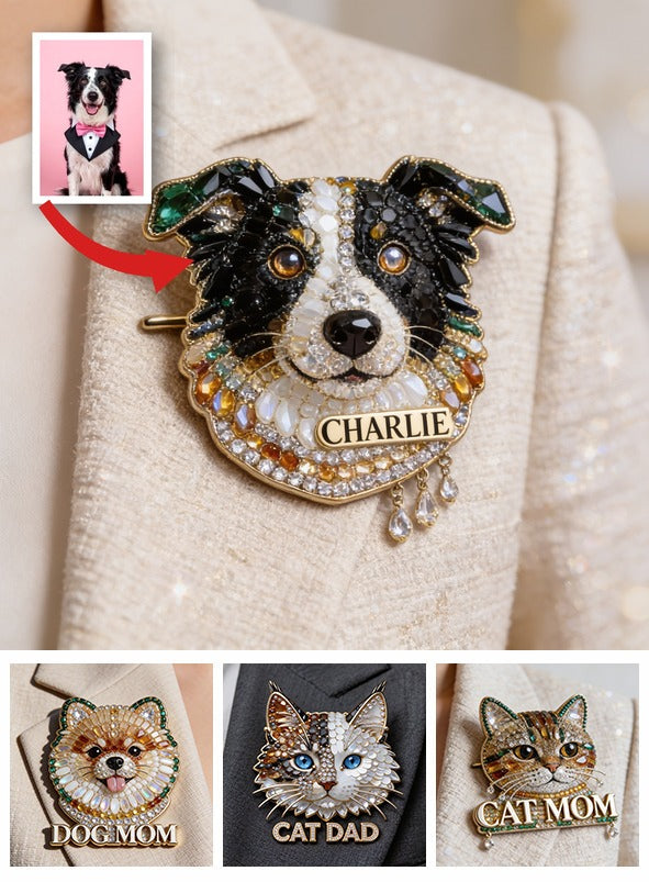 Personalized Jeweled Border Collie Enamel Pin, Unique Custom Gift for Pet Lovers Dog Owner Jacket Backpack Accessory