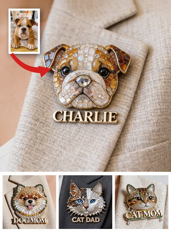 Personalized Sparkling English Bulldog Pin, Unique Custom Gift for Bulldog Owners and Pet Lovers