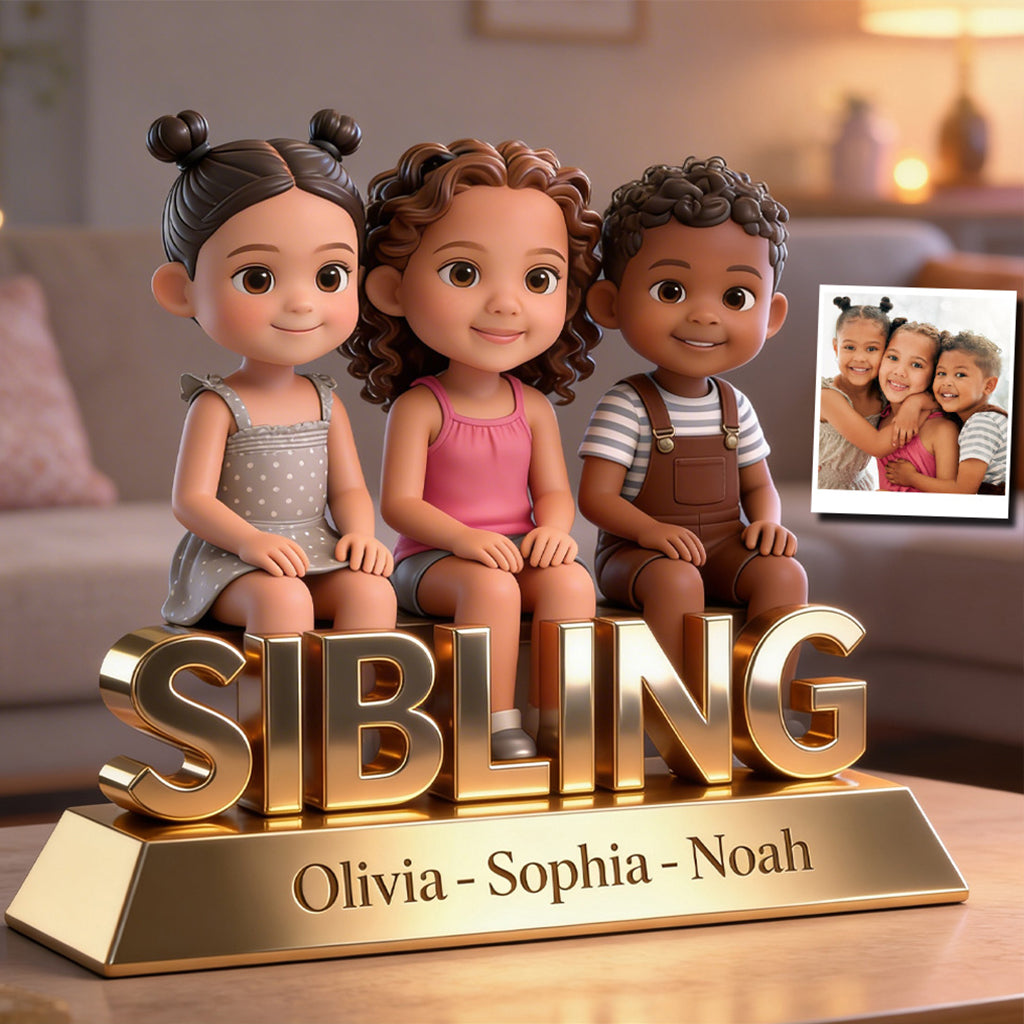 Sibling Forever Personalized Custom Shaped Acrylic Plaque, Cute Young Children Family Keepsake Gift for Desk Home Decor