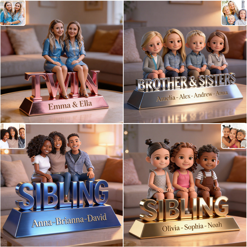 Sibling Forever Personalized Custom Shaped Acrylic Plaque, Cute Young Children Family Keepsake Home Decor Gift