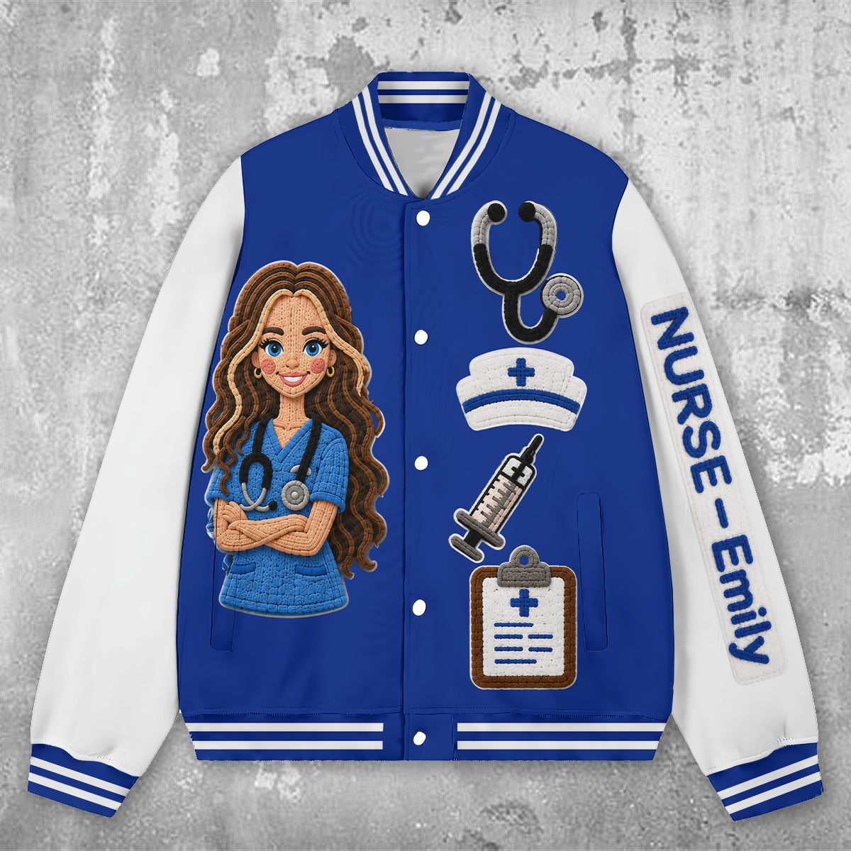 Personalized Photo Nurse Varsity Jacket Custom Nurse Life Appreciation Gift for Registered Nurses and Healthcare Workers