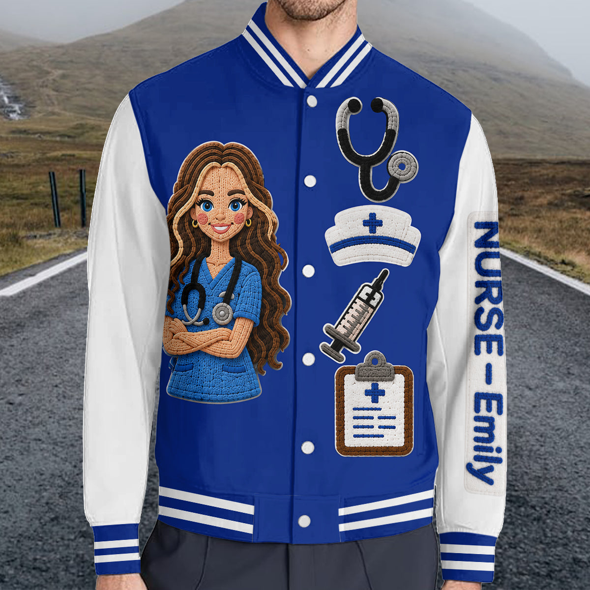 Personalized Male Doctor Varsity Jacket Custom Photo Print Appreciation Gift for Black Doctor