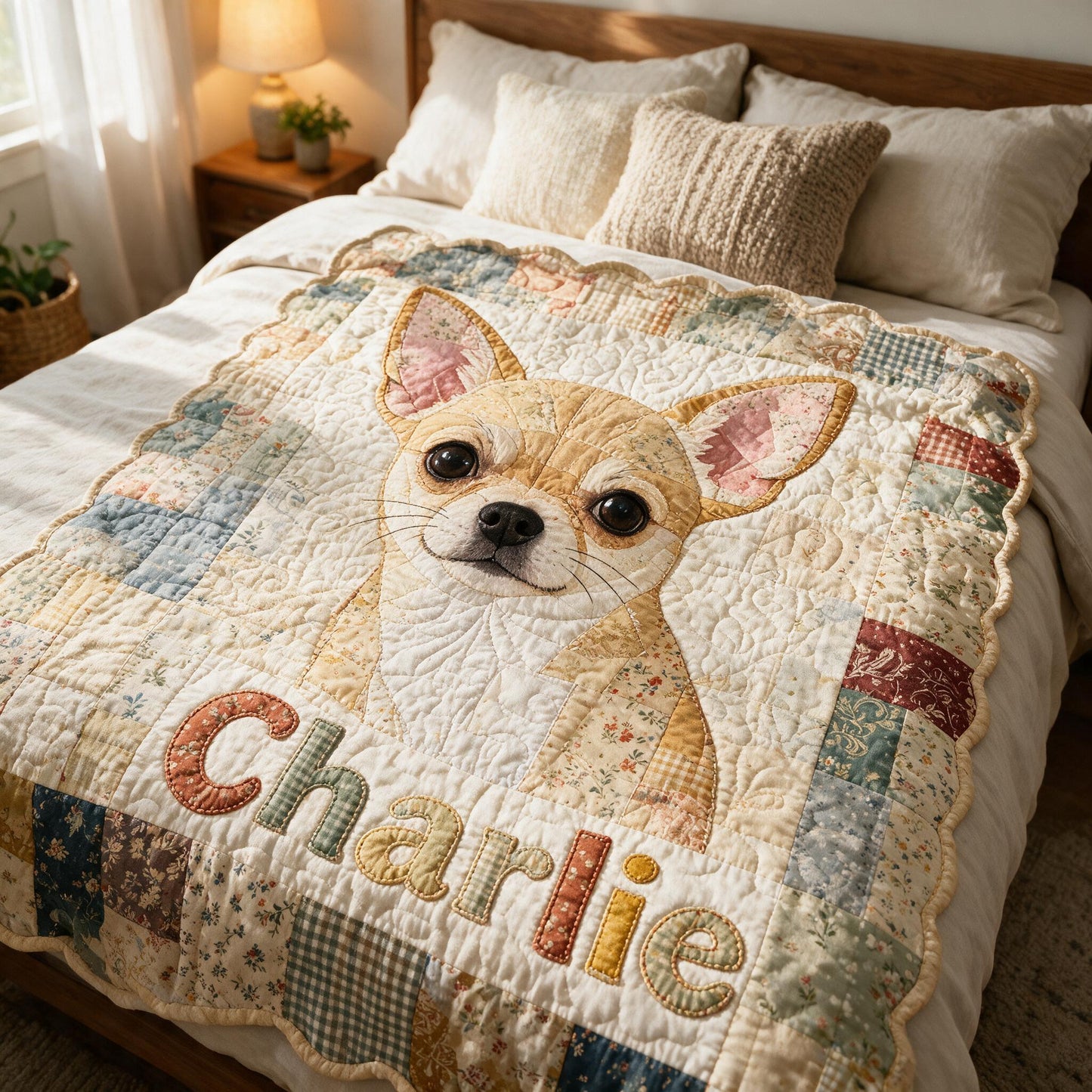 Personalized Short Haired Fawn Chihuahua Shaped Fleece Blanket | Cozy Dog Lover Gift for Pet Owners