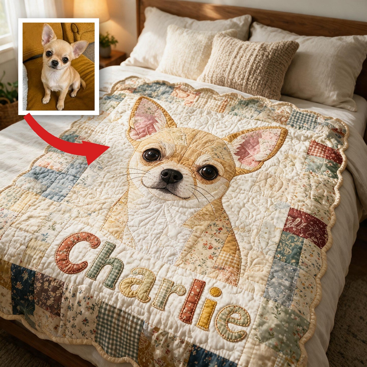 Personalized Short Haired Fawn Chihuahua Shaped Fleece Blanket | Cozy Dog Lover Gift for Pet Owners
