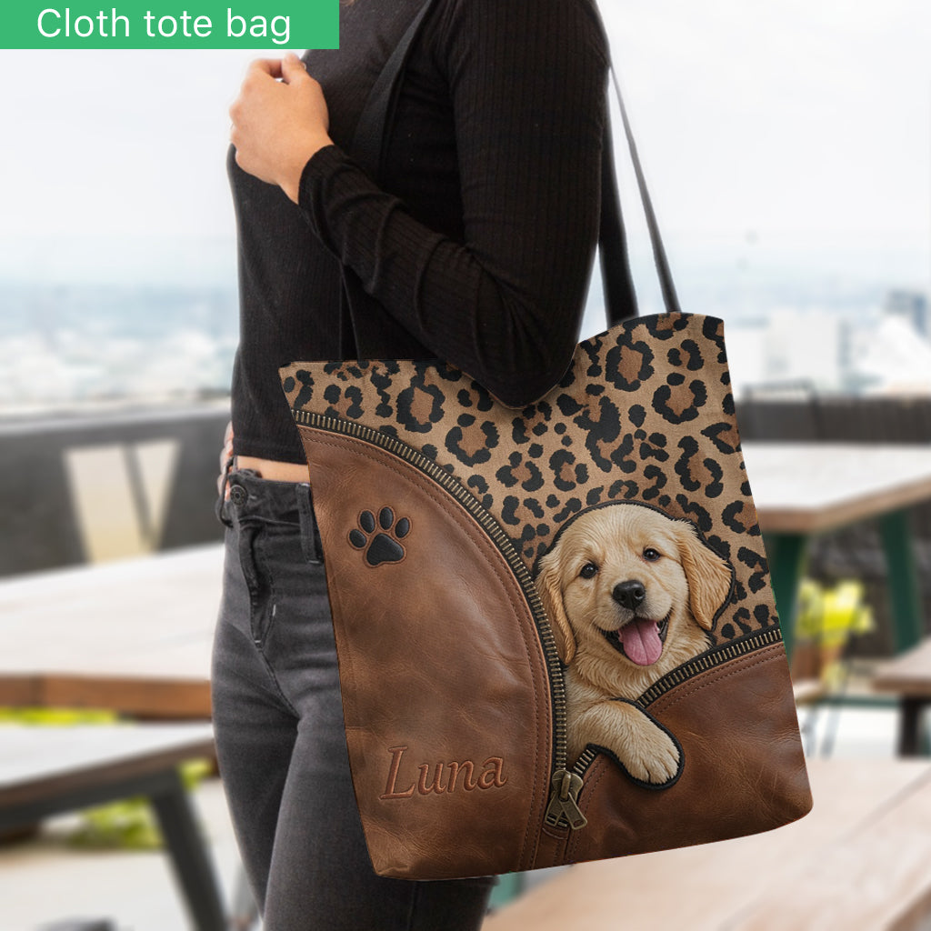 Personalized Peeking Tri-Color Australian Shepherd Tote Bag - Custom Dog Lover Gift for Aussie Owners Daily Use