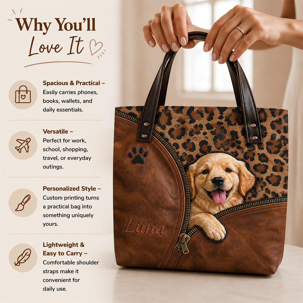 Personalized Peeking Tri-Color Australian Shepherd Tote Bag - Custom Dog Lover Gift for Aussie Owners Daily Use