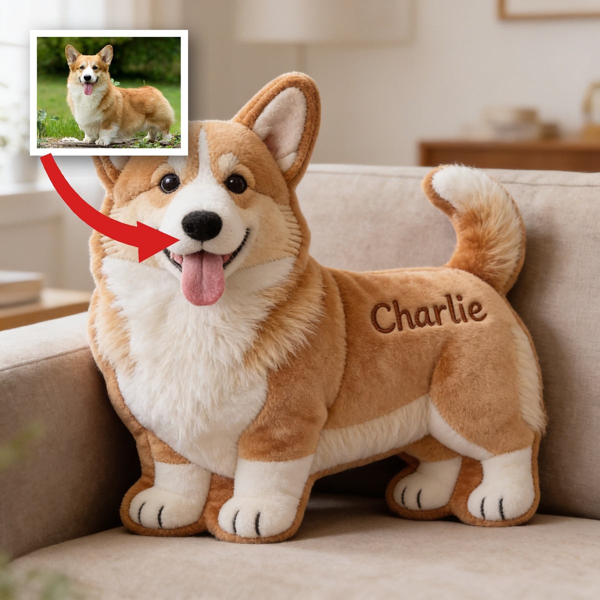 Personalized Fluffy Welsh Corgi Shaped Faux Fur Pillow Custom Dog Lover Home Decor Gift