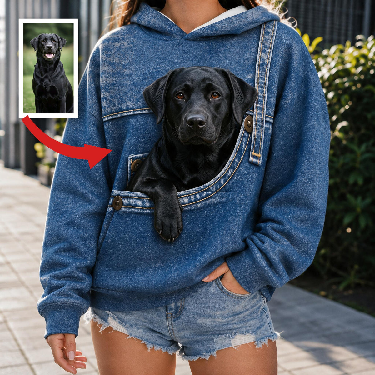 Personalized Black Labrador Retriever All Over Print Hoodie, Cute Gift for Dog Lover Pet Owner