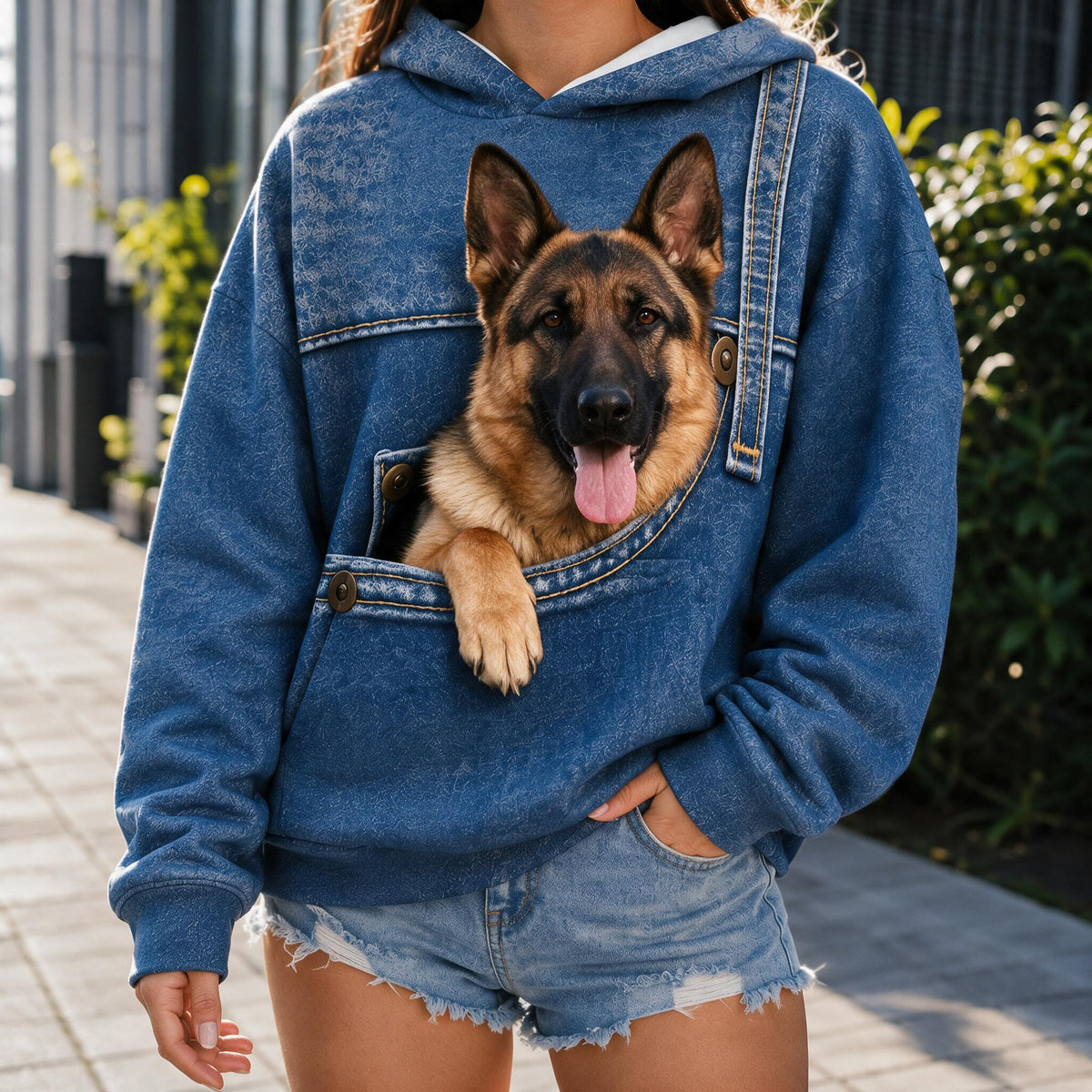 Funny Peeking German Shepherd All Over Print Hoodie, Personalized Gift for German Shepherd Dog Pet Owner