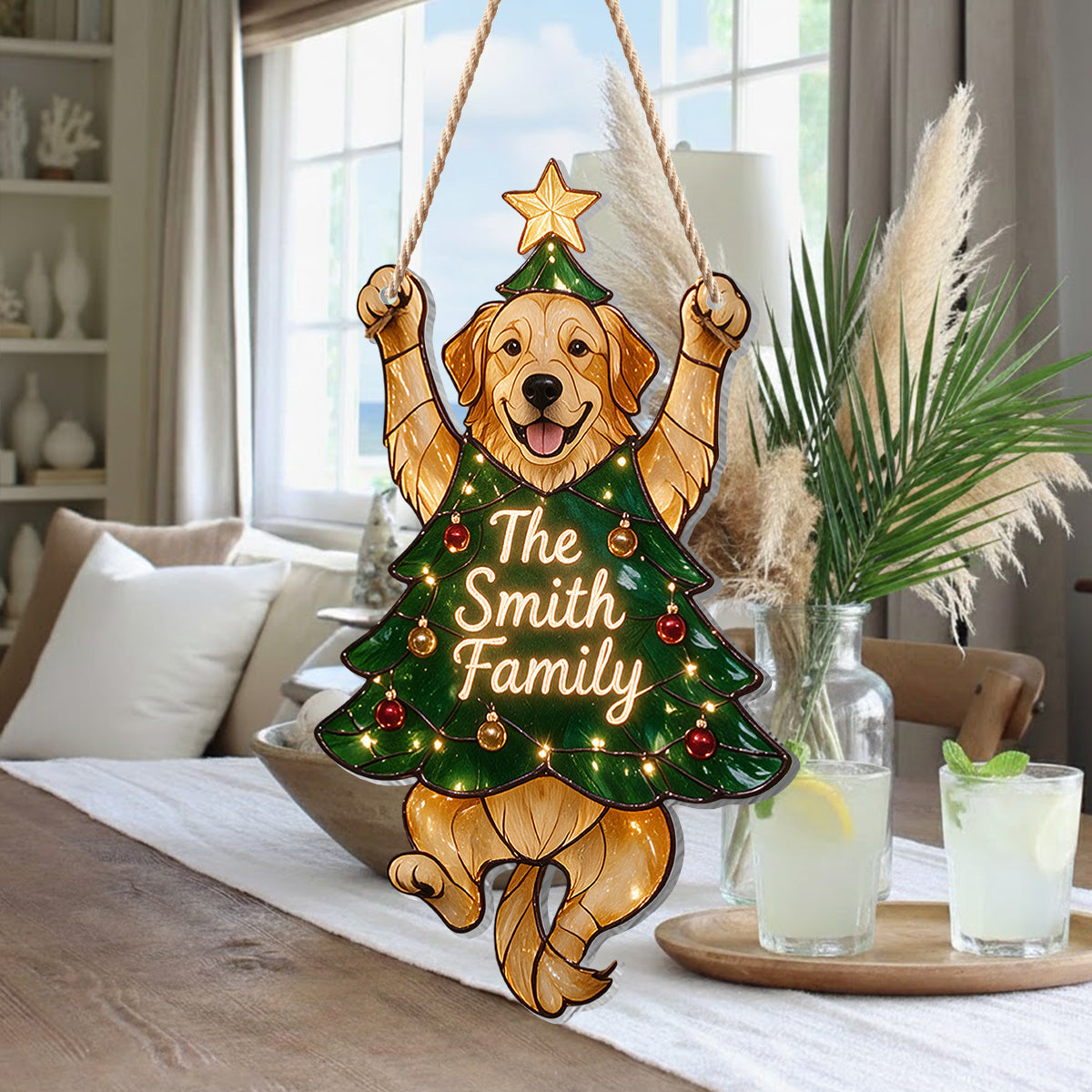 Personalized Black & White Border Collie Christmas LED Acrylic Sign, Cute Holiday Home Decor Gift for Dog Lovers