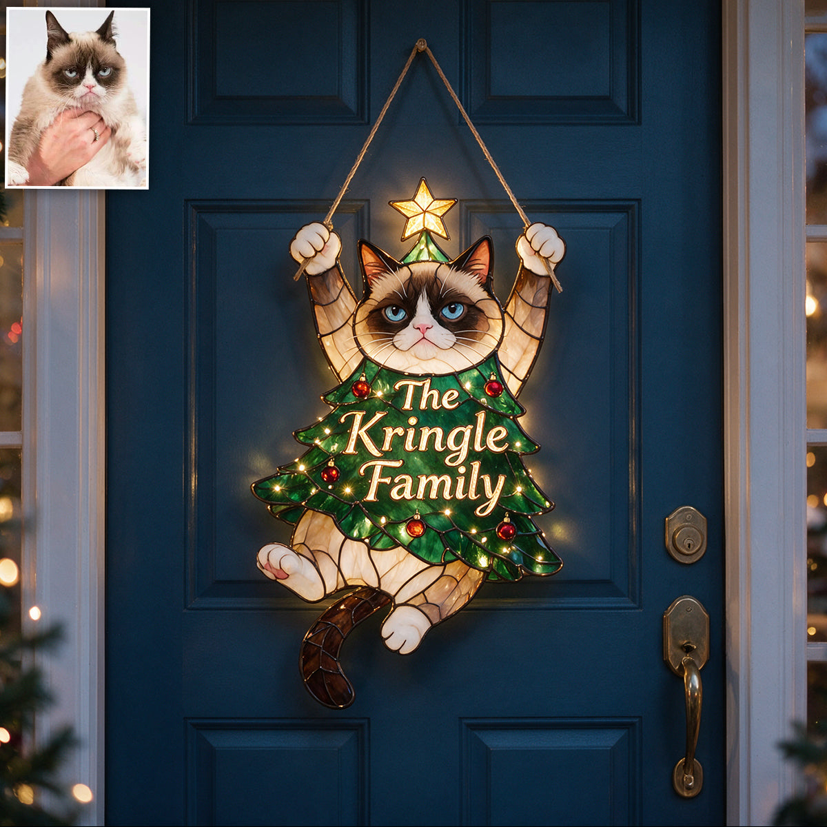 Merry Little Clinger Personalized English Bulldog Christmas LED Acrylic Sign, Festive Hanging Holiday Decor Gift for Dog Owners