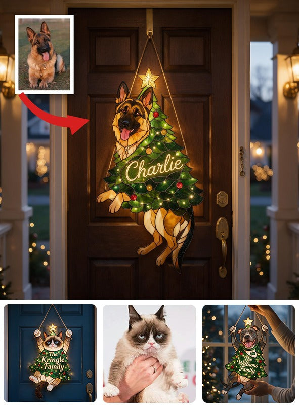 Personalized German Shepherd Christmas LED Acrylic Sign - Custom Merry Little Clinger Dog Lover Holiday Decor Gift