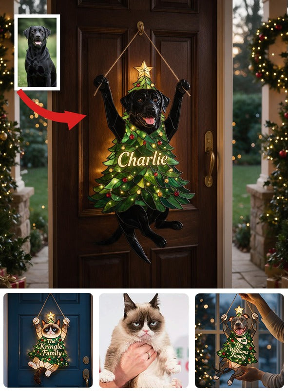 Personalized Black Labrador Retriever Christmas Tree LED Acrylic Sign | Custom Dog Lover Christmas Home Decor Gift