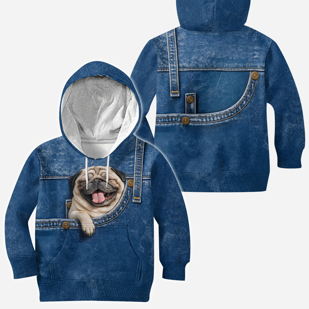 Cute Border Collie Faux Pocket Print Hoodie, Personalized Gift for Border Collie Owner Dog Pet Lover