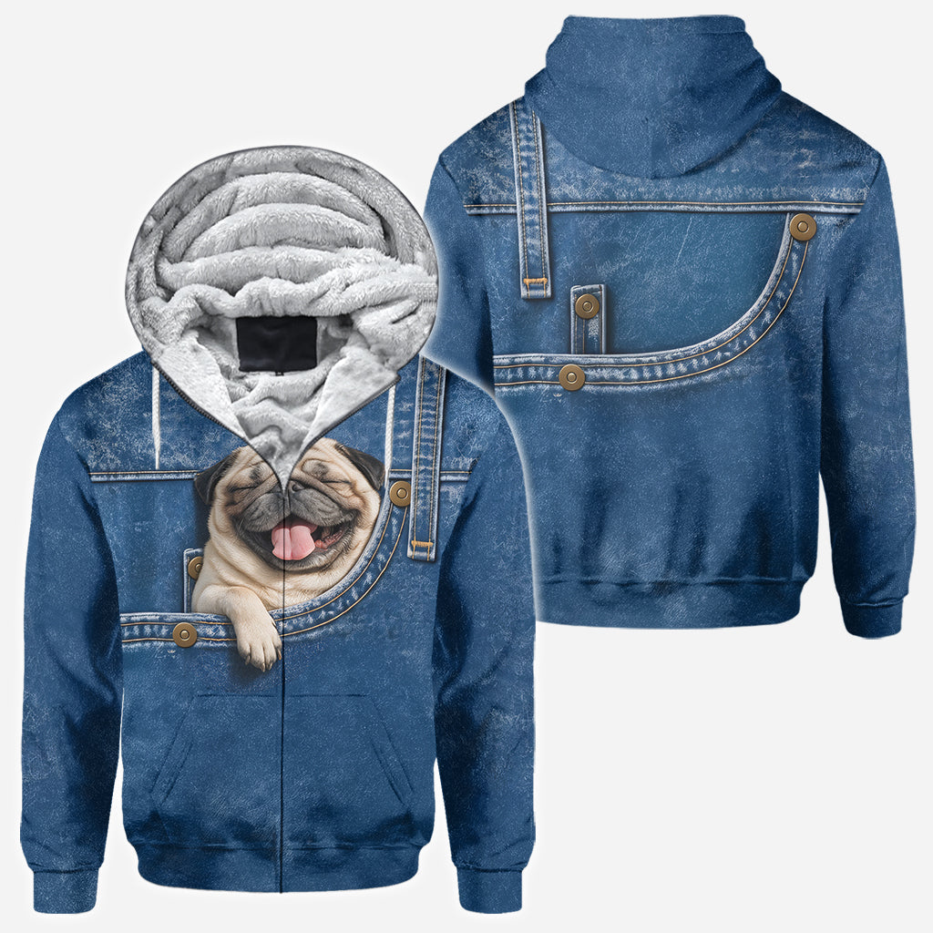 Personalized Smiling Golden Retriever Pocket Print Hoodie, Unique Gift for Dog Owner Pet Lover