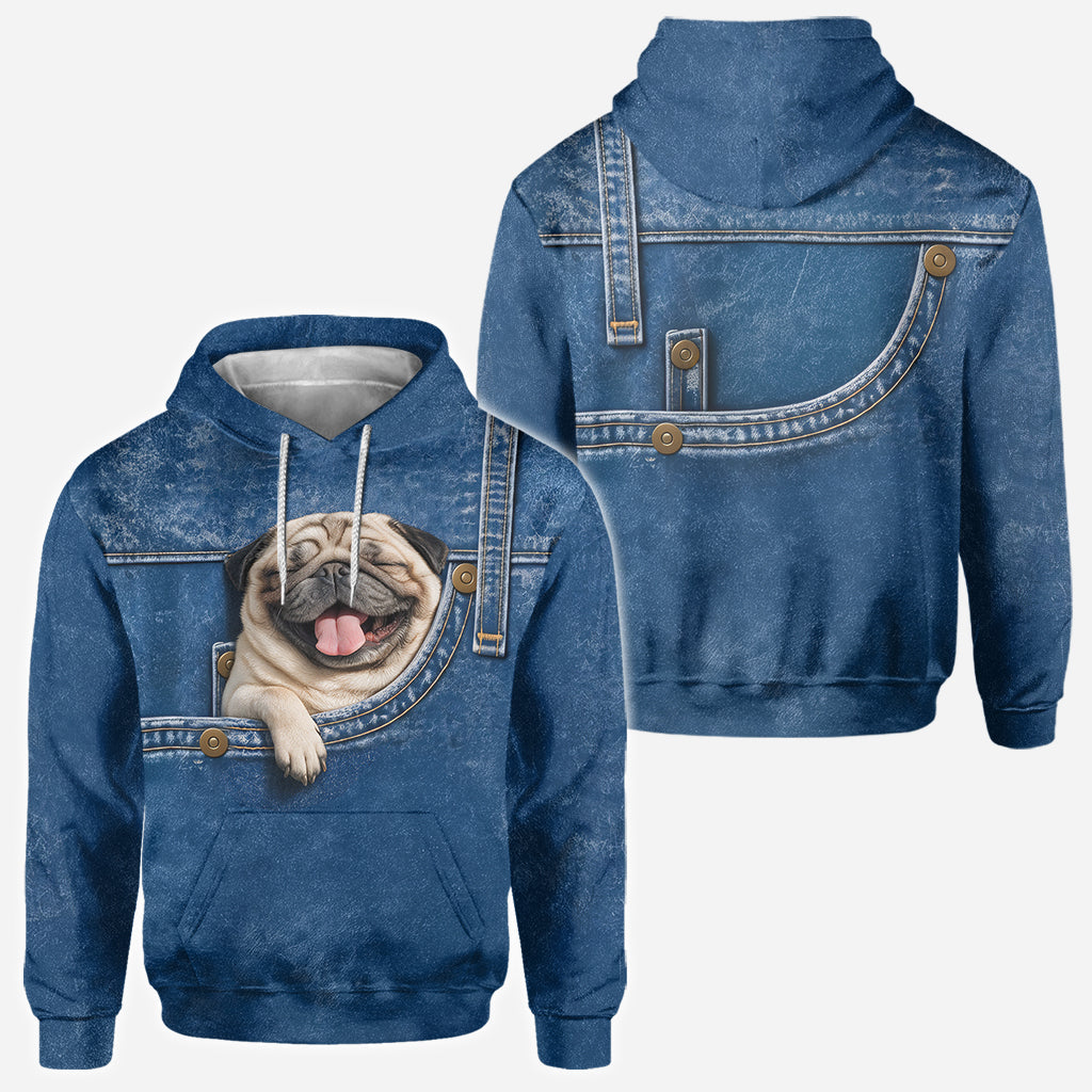 Cute Pocket Shiba Inu All Over Print Hoodie - Personalized Gift for Shiba Inu Dog Pet Owners