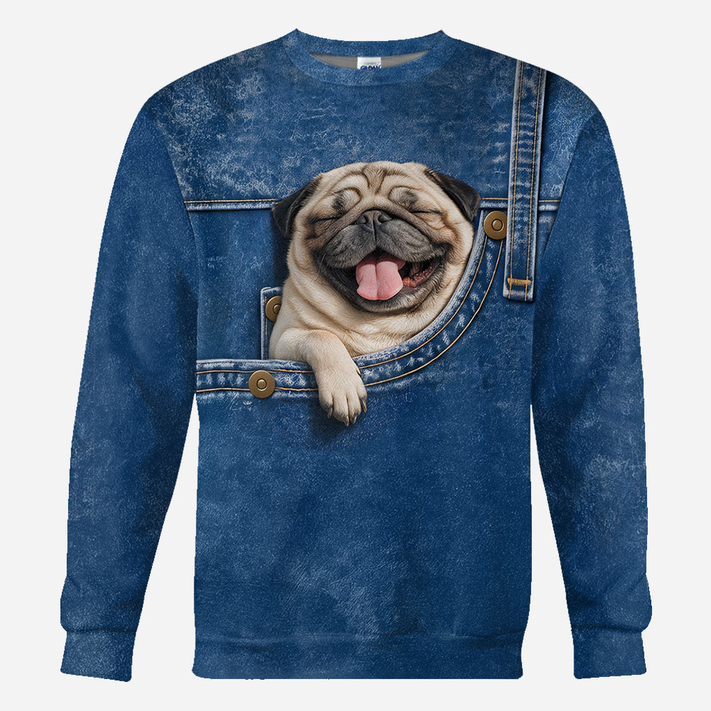 Adorable French Bulldog Peeking Pocket All Over Print Hoodie, Personalized Gift for Bulldog Pet Owners