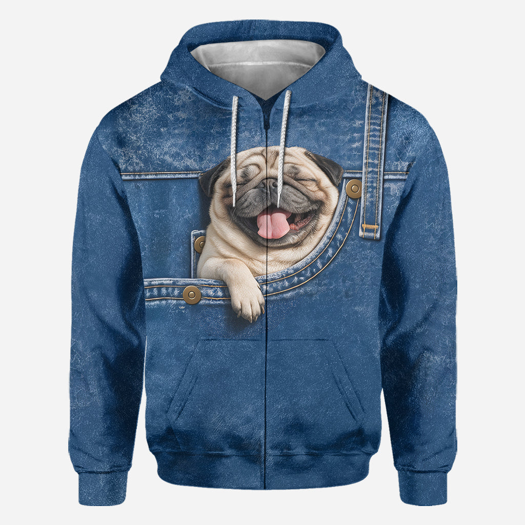 Cute Pocket Shiba Inu All Over Print Hoodie - Personalized Gift for Shiba Inu Dog Pet Owners