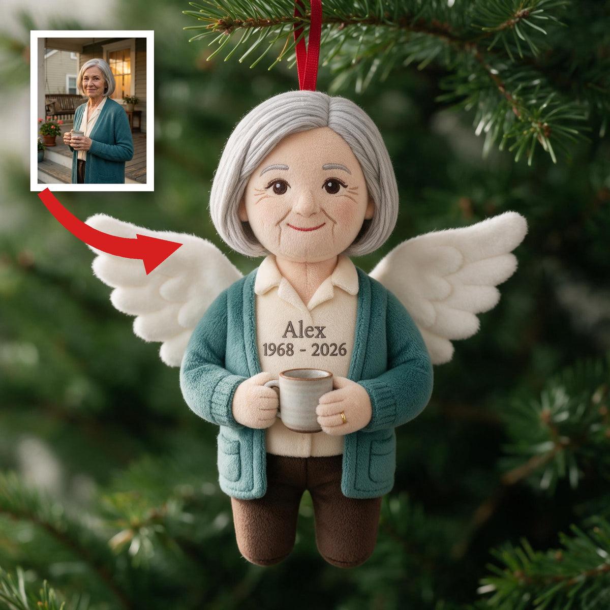 I'm Always With You Personalized Angel Mom Memorial Plush Ornament Custom Sympathy Christmas Keepsake Gift