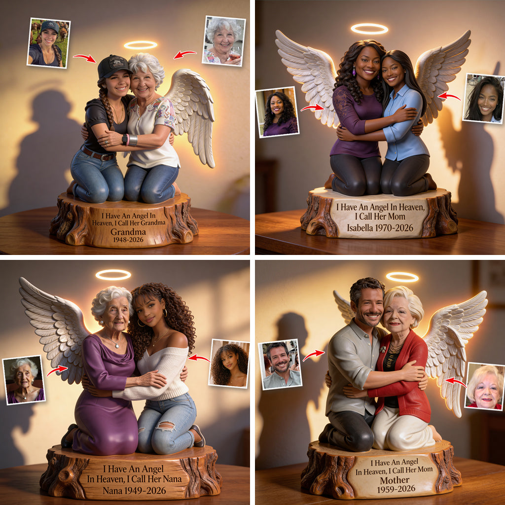 I Have An Angel In Heaven Personalized Couple Memorial Acrylic LED Night Light Bereavement Sympathy Gift