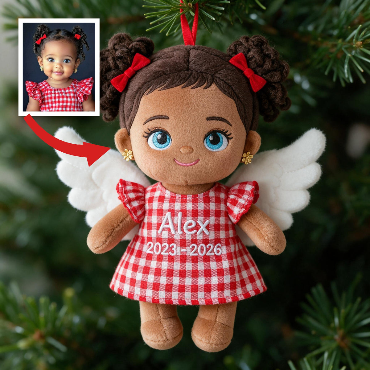 I'm Always With You Personalized Little Angel Latina Girl Memorial Plush Ornament Custom Christmas Remembrance Keepsake Gift