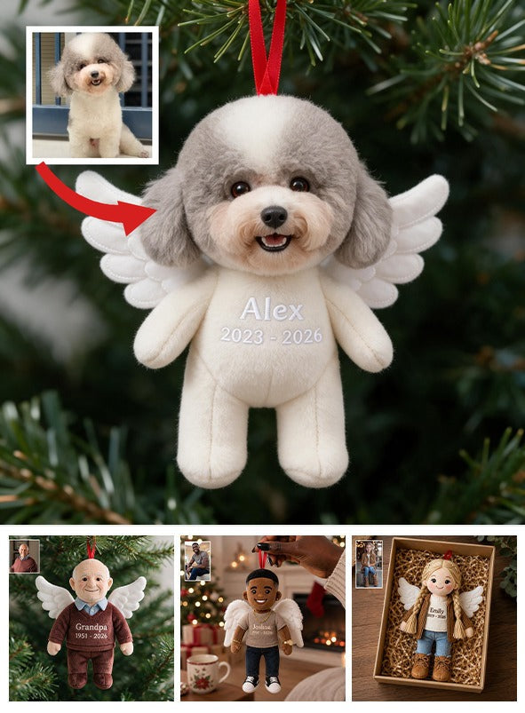 I'm Always With You Personalized Curly Poodle Angel Plush Ornament Pet Loss Memorial Keepsake Gift
