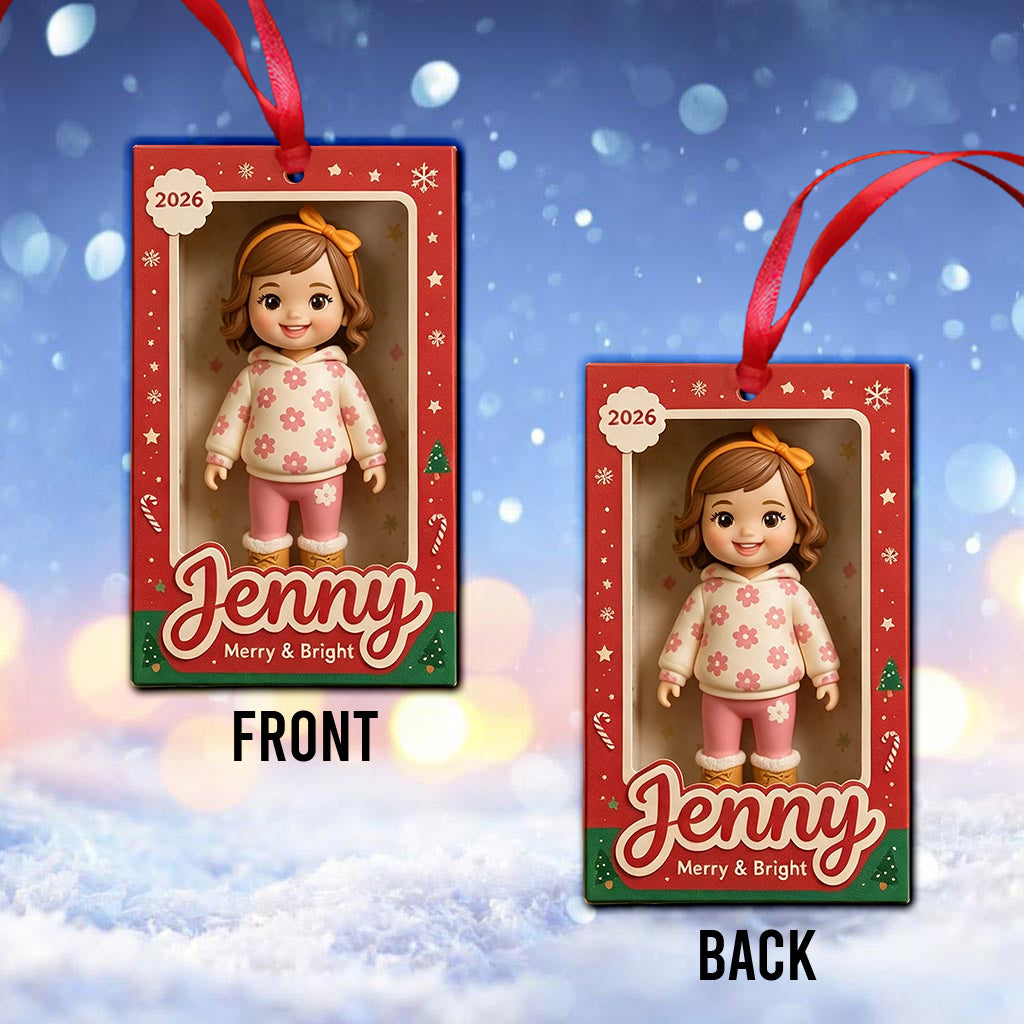 Personalized Cute 3D Little Girl Kid Christmas Ornament Custom 2026 Keepsake Holiday Tree Decoration Gift