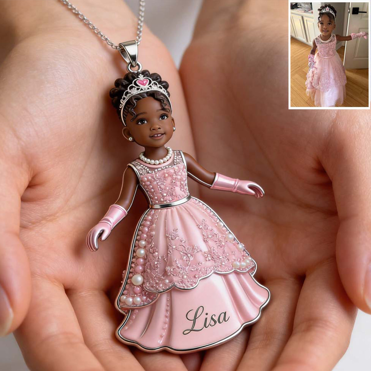 Personalized Custom Kid Portrait Shaped Metal Pendant Necklace, Sentimental Keepsake Jewelry Gift for Boy
