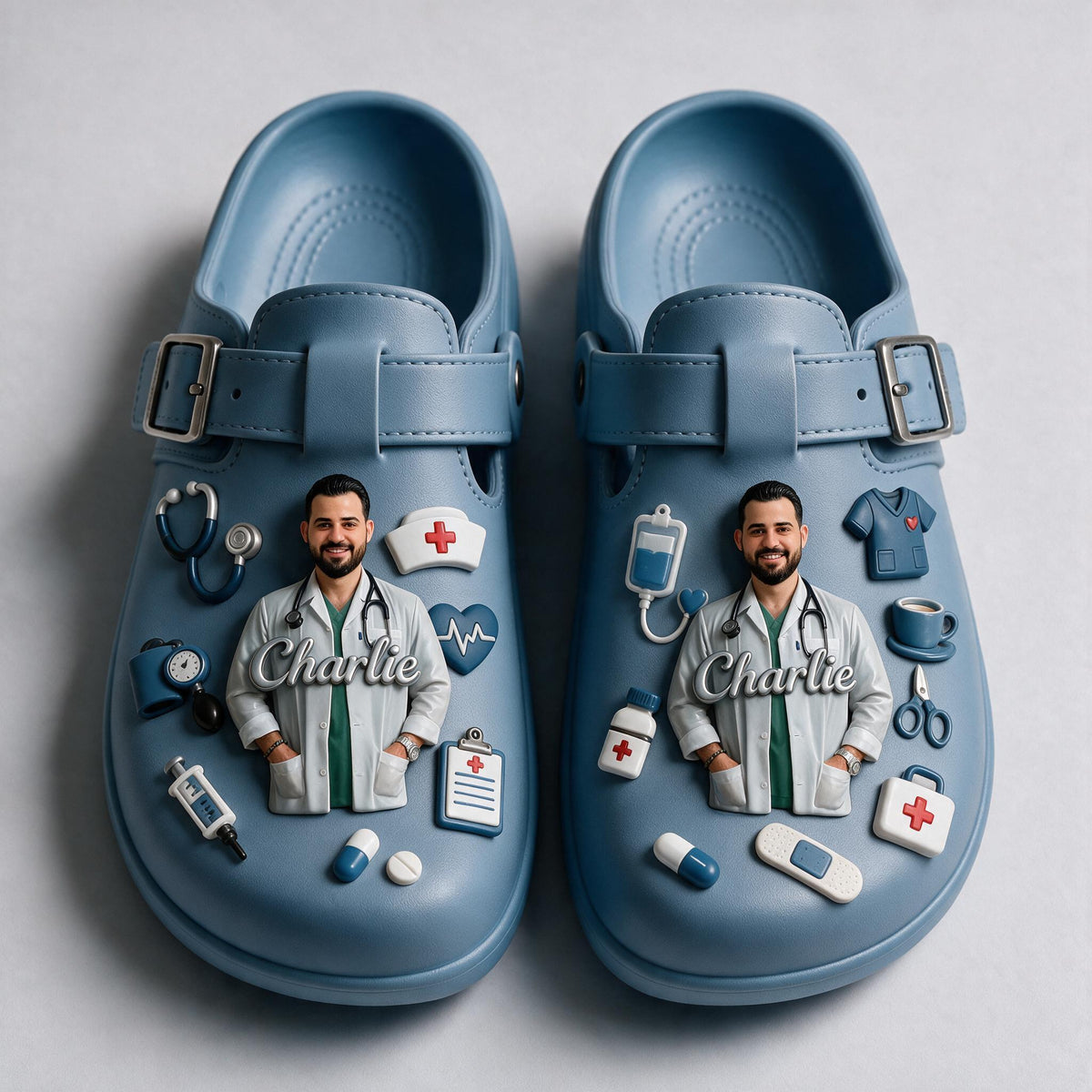 Personalized 3D Male Nurse Arch Support Clogs, Custom Medical Themed Comfortable Work Gift For Healthcare Staff