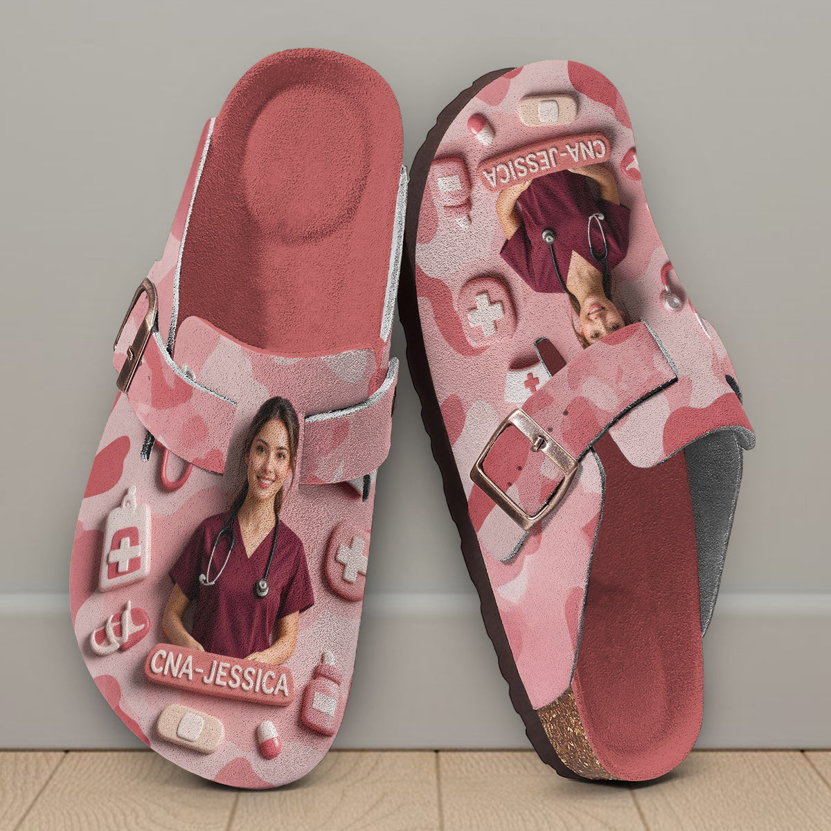 Personalized Nurse Life Arch Support Clogs, 3D Medical Charm Custom Footwear Gift for RN Healthcare Workers