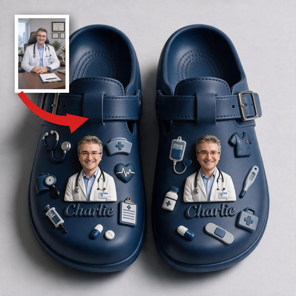 Personalized Latina Doctor Arch Support Clogs - Custom Medical Work Footwear, Perfect Gift for Physicians and Healthcare Workers
