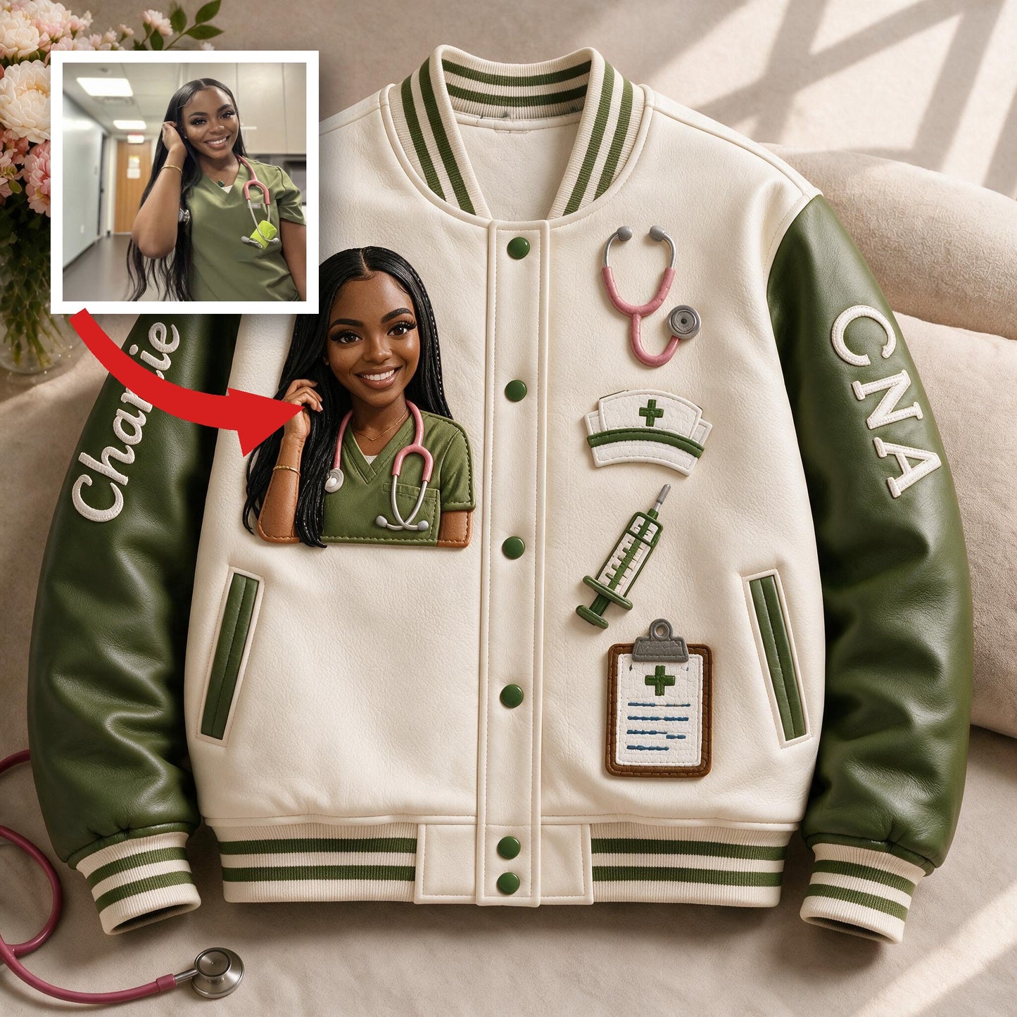 Personalized CNA Black Nurse Varsity Jacket, Perfect Appreciation Gift For Nursing Staff, Graduation And Nursing Week