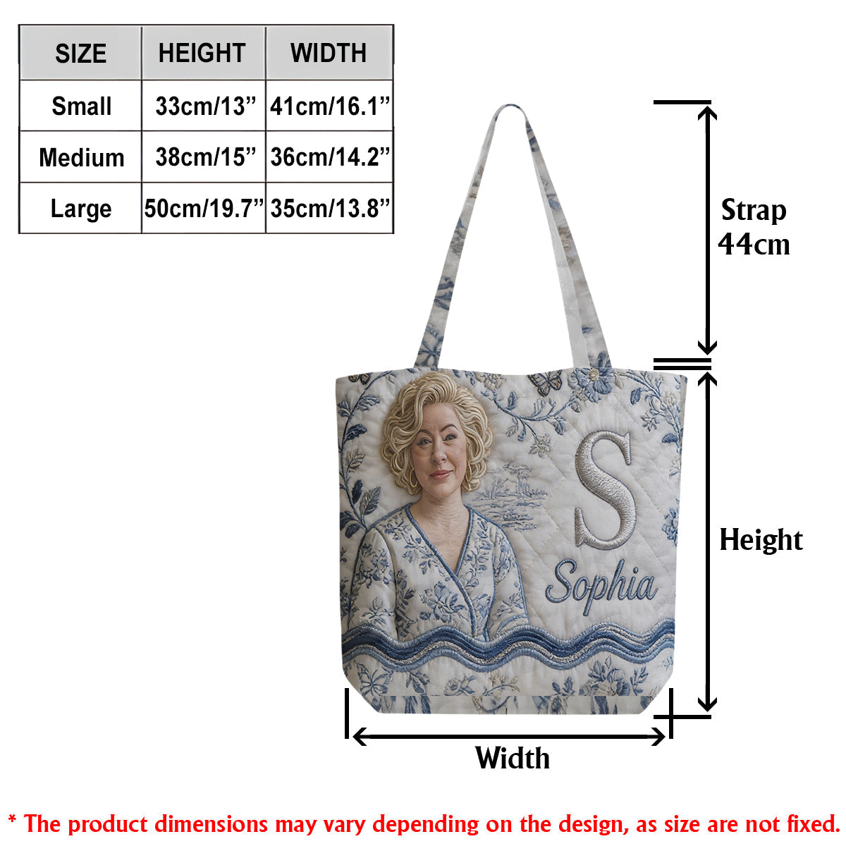 Personalized Custom Black Girl Portrait Monogram Quilted Tote Bag, Unique Self Love Gift for Everyday Use & Outings