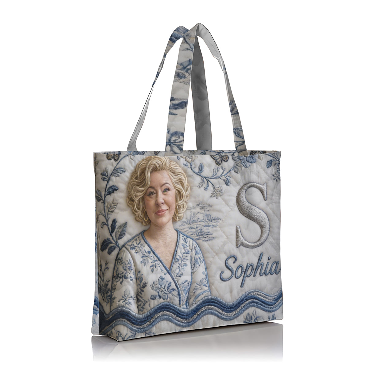 Personalized Custom Black Girl Portrait Monogram Quilted Tote Bag, Unique Self Love Gift for Everyday Use & Outings