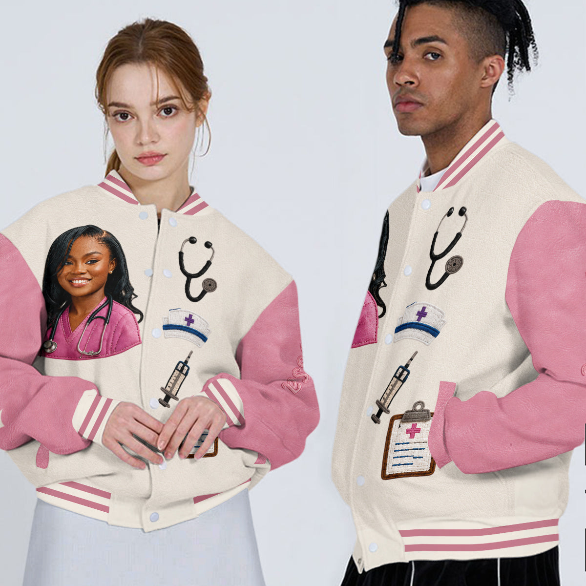 Personalized Embroidered Latina CNA Nurse Varsity Jacket, Thoughtful Appreciation Gift for Healthcare Nursing Staff
