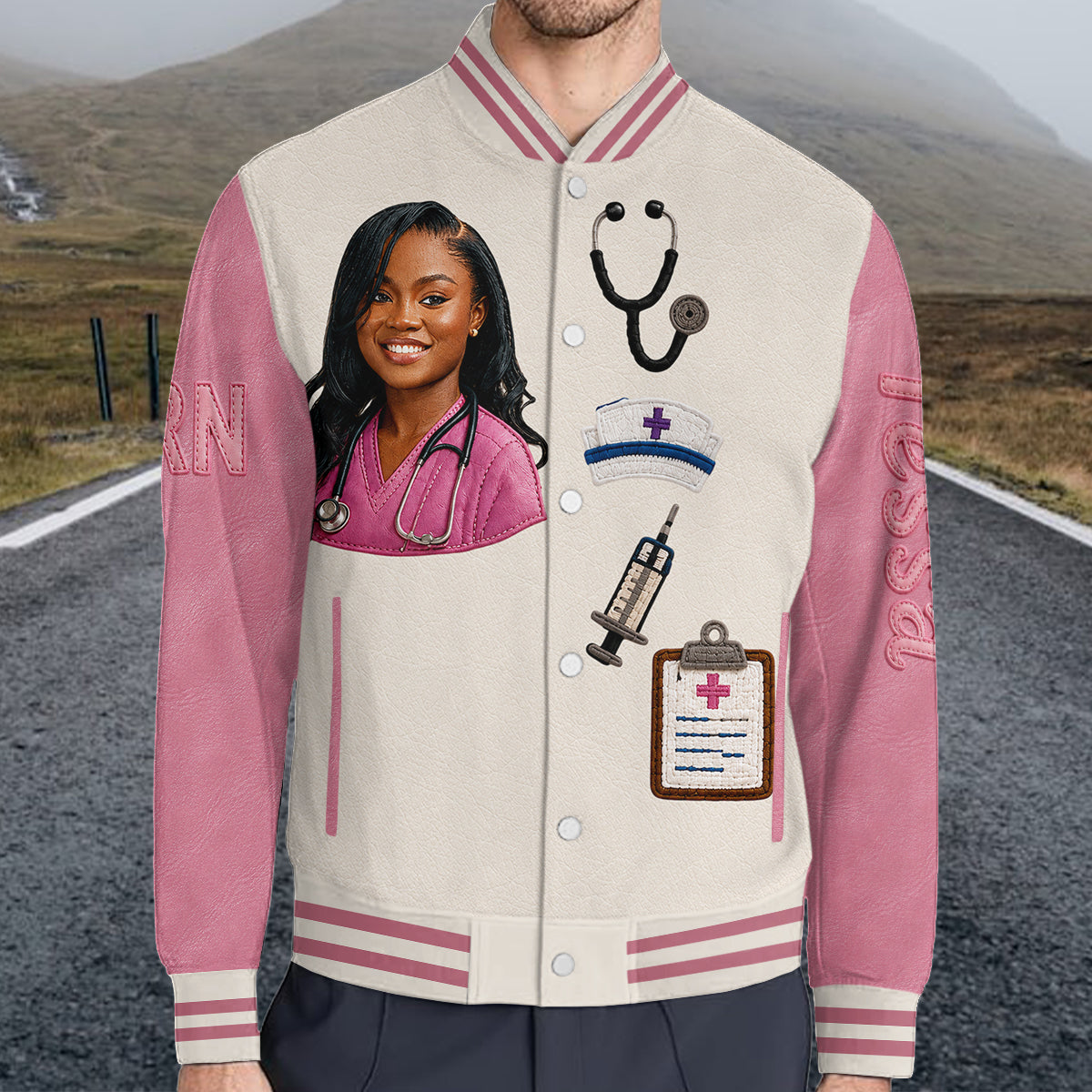 Personalized Doctor Varsity Jacket - Unique Custom Gift For Black Woman, Medical Professionals Casual Everyday Streetwear Outerwear