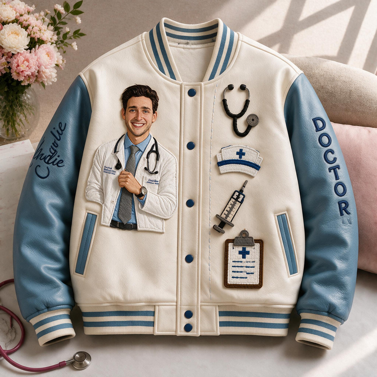 Personalized Doctor Varsity Jacket, Thoughtful Appreciation Gift For Medical Professionals, Residents and Physician Coworkers