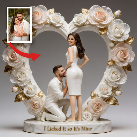 Funny Romantic Couple "I Licked It so It's Mine" Custom Heart Shaped Acrylic Plaque, Cute Relationship Anniversary Gift
