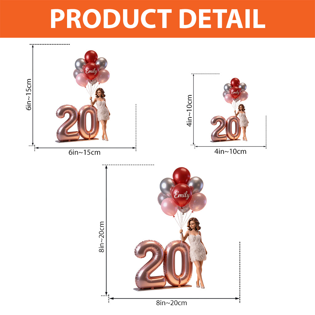 Personalized Custom Smiling Adult Man Milestone Birthday Balloon Shaped Acrylic Plaque, Unique Gift For Him