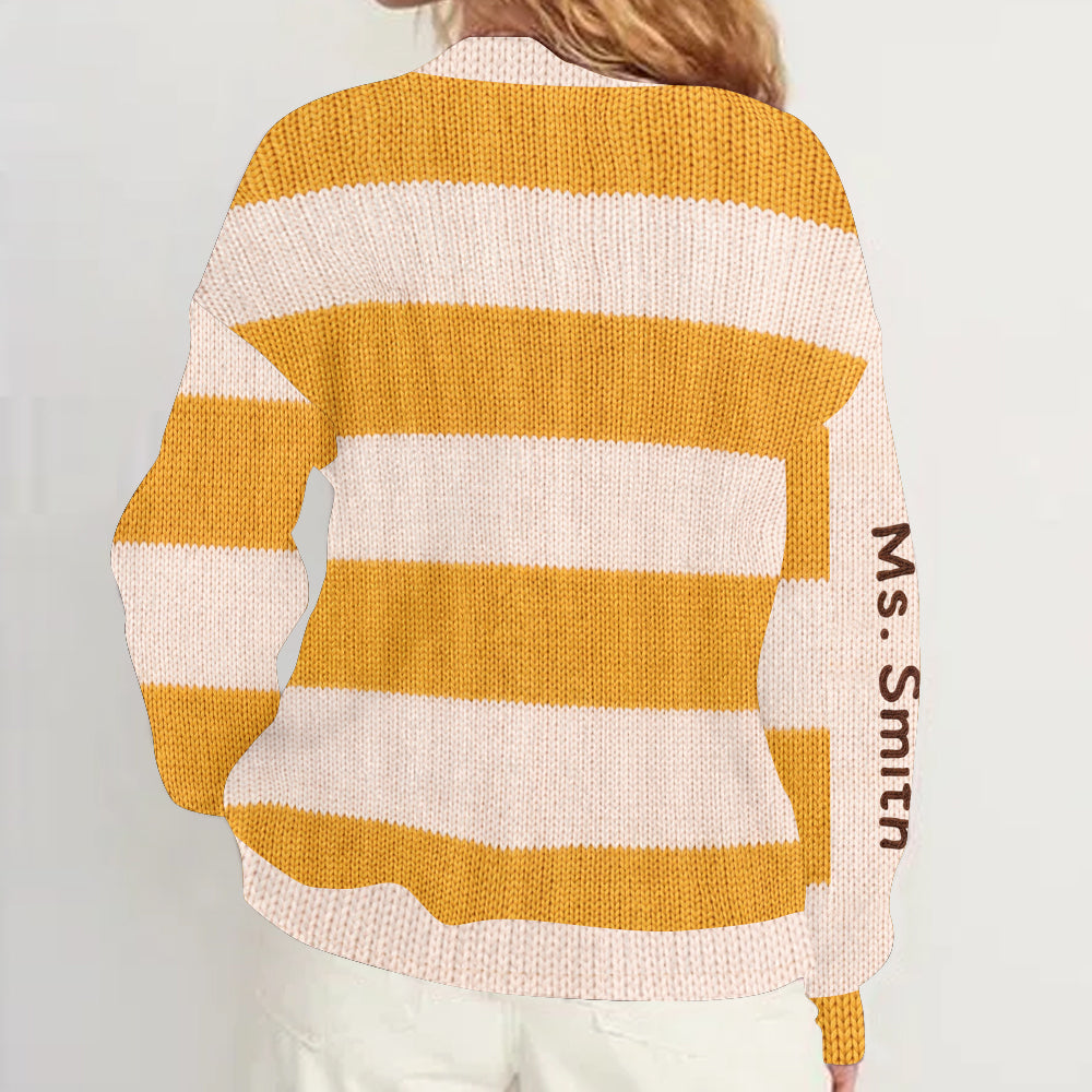 Personalized Older Black Woman Teacher Cardigan Sweater, Custom Teacher Gift