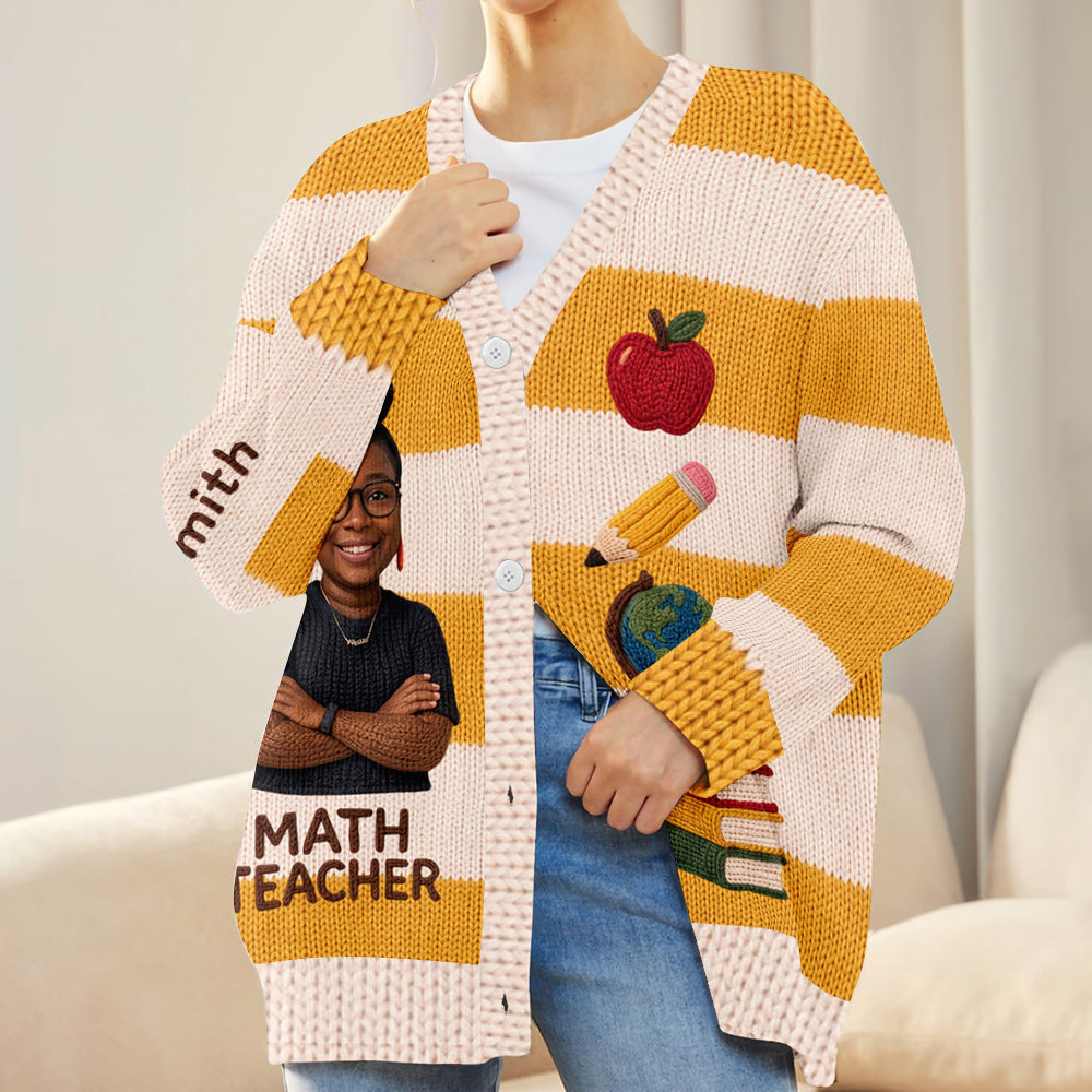 Personalized Female Elementary Teacher Cardigan Sweater, Teacher Appreciation Gift