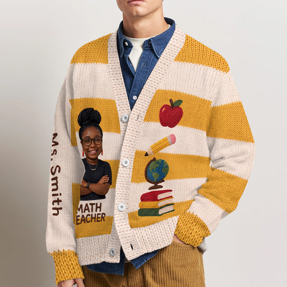 Personalized Female Elementary Teacher Cardigan Sweater, Teacher Appreciation Gift