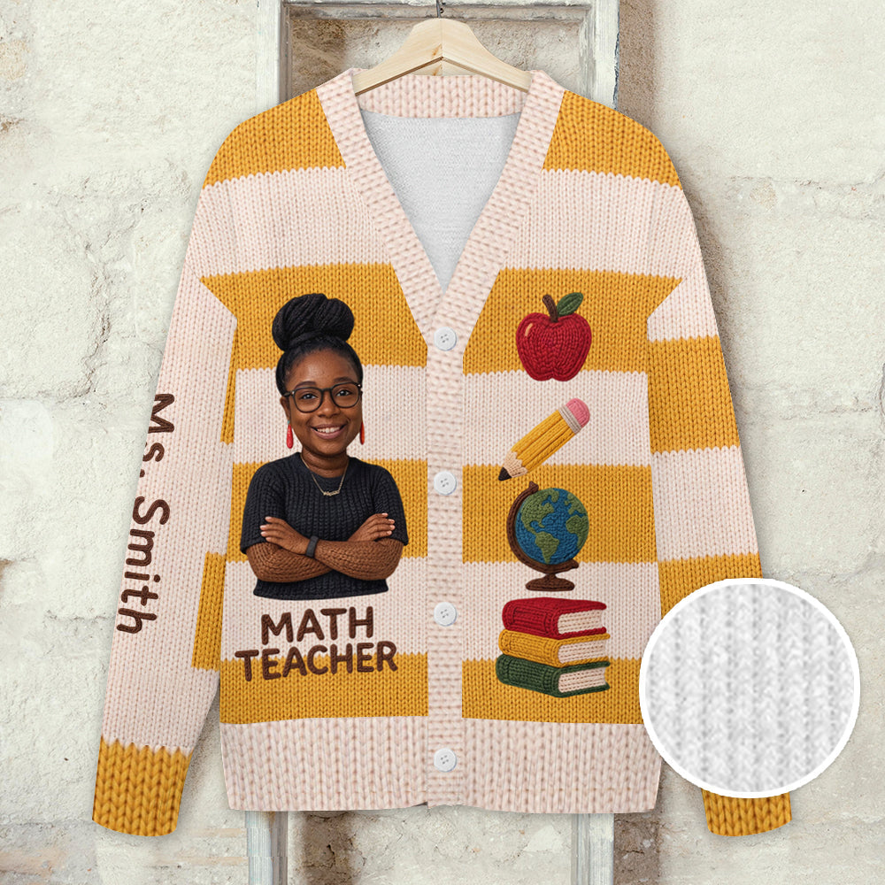 Personalized Older Elementary School Teacher Cardigan Sweater Teacher Gift
