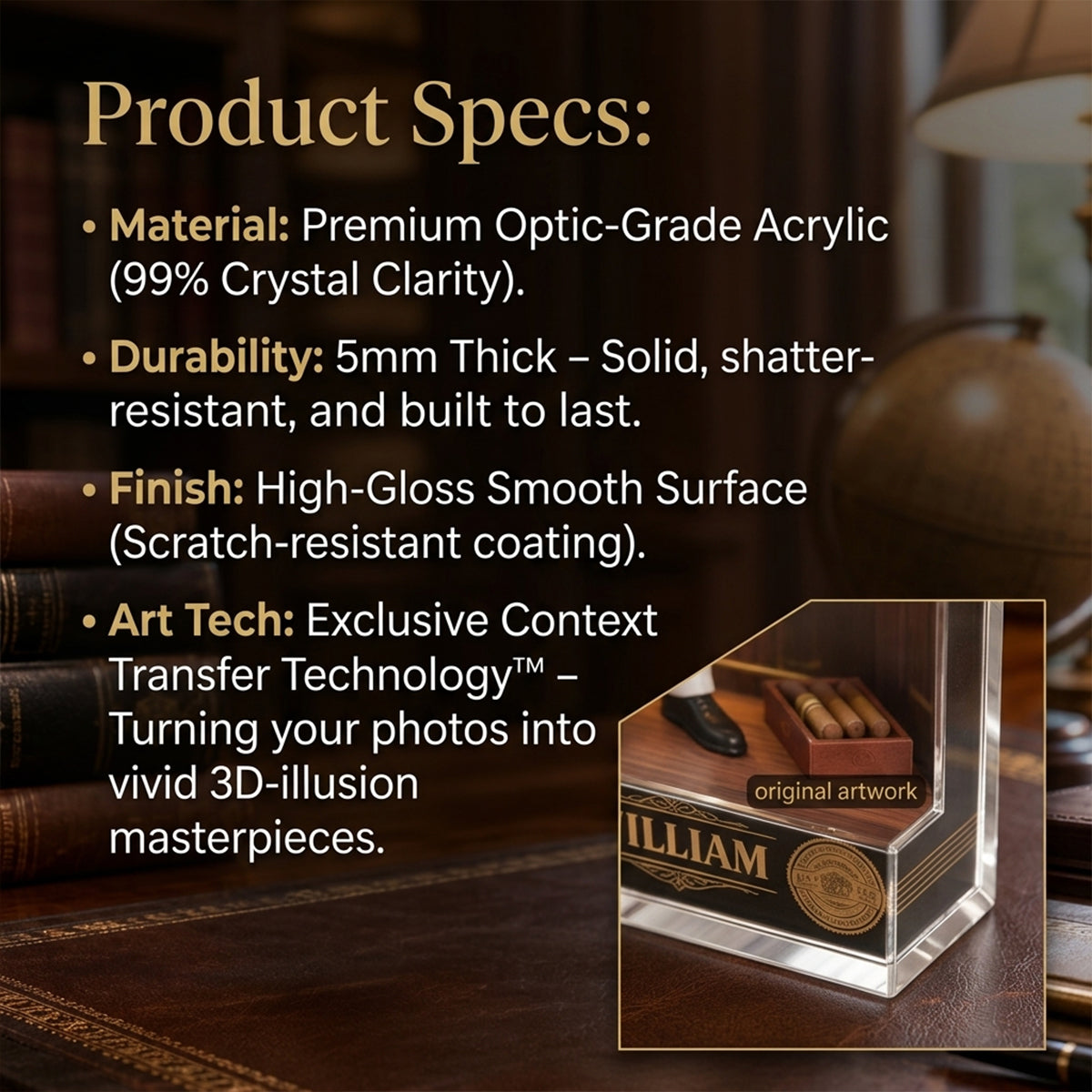 Personalized Whiskey & Cigar Character Shaped Acrylic Plaque Home Bar Gift  For Latina Men