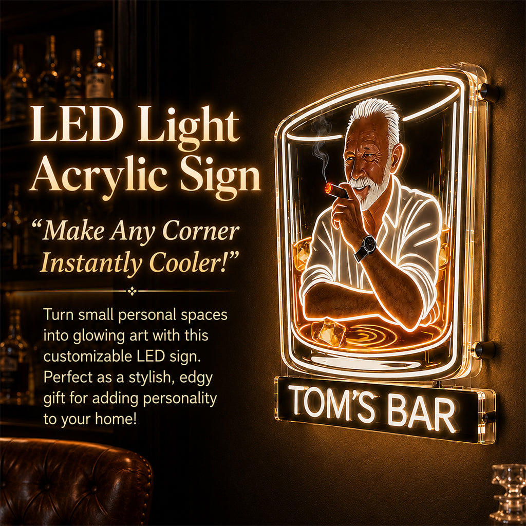 Personalized Whiskey Cigar Lounge LED Acrylic Sign Home Bar Decor Gift For Latina Men